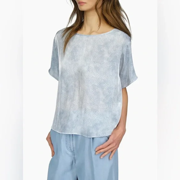 Michael Kors Petite Petal-Print Short-Sleeve Top - Picture 10 of 10